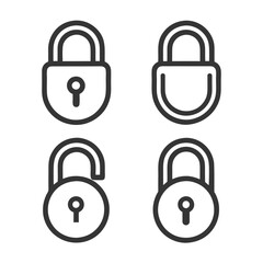 Padlock Set Security Symbol Vector.