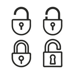 Padlock Set Security Symbol Vector.