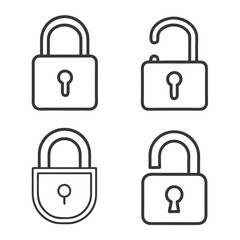 Padlock Set Security Symbol Vector.