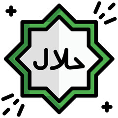  Halal Icon, Filled Line style icon vector illustration, Suitable for website, mobile app, print, presentation, infographic and any other project.