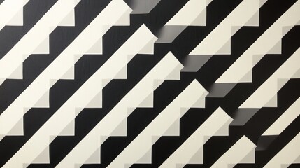 Black and white geometric pattern with overlapping diagonal shapes creating an illusion