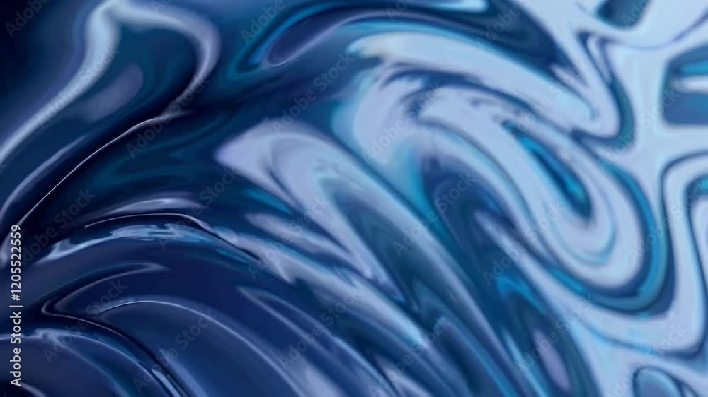 Poster smooth, undulating blue waves flow across the frame, creating a dynamic and visually engaging abstra