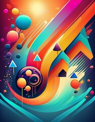 Obraz premium fond pour affiche flyer création graphique collage couleur en ia bulles et énergie 70's 