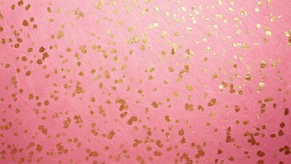 春に使える金箔ありピンク色の和紙の背景素材 古びた紙 レトロ 和風 パターン AI生成素材