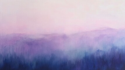 Abstract landscape painting with soft gradient colors from light pink to dark blue and purple hues