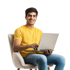 Man Sitting on a Chair and Typing on a Laptop at office