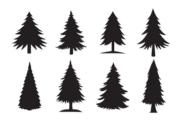 Christmas Tree Silhouette Vector Set on white background
