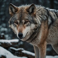 Fototapeta premium Imagine a wolf with an unusual trait, such as the ability to communicate with other animals—how does this affect its role in the pack?