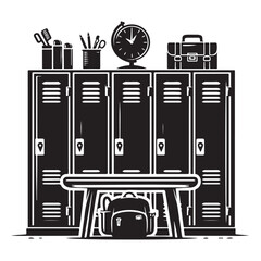 School locker vector icon logo white background