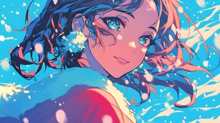 Anime-style girl illustration, with a focus on her elegant appearance and sleek design.