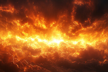 Fototapeta premium Fiery Celestial Cloudscape A Blazing Inferno In Space