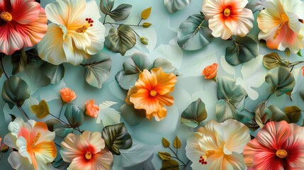 Create a beautiful visual of a stylish floral pattern on a gorgeous garden background