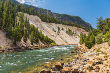 The river Yellowstone at the bottom of the Grand Canyon at the end of the Seven Mile Hole trail