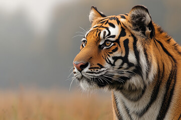 Majestic Tiger Profile In Autumnal Setting