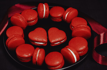 Red macarons for Valentine's day