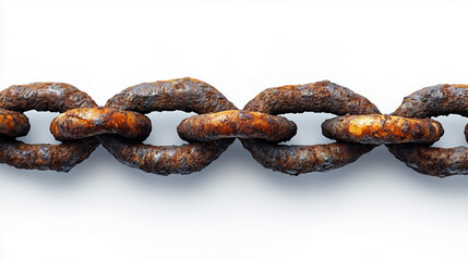 Fototapeta premium Close-up of a rusty, metal chain with significant corrosion and oxidation