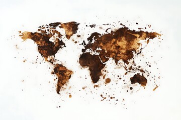 Detailed World Map Made of Light Brown Wood