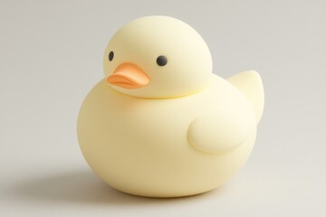 Cute Plasticine Duck With Bright Yellow Body and Orange Beak on a White Backdrop Adds Charm and Playfulness