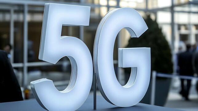 Ultra-fast mobile connectivity is promised via a luminous 5G speedometer on a sleek smartphone interface.
