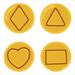 A full set of Korean dalgona candies with four iconic shapes—heart, triangle, heart, and rectangle. A delightful collection for nostalgic game lovers