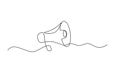 One Continuous Line Drawing of Announcement Icon. Single Line Vector Illustration, Continuous single one line art drawing of megaphone speaker for news and promotion vector illustration.