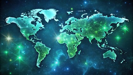 Global Network Illuminated Against Cosmic Background, Showing Interconnectedness and Vastness of Planet Earth