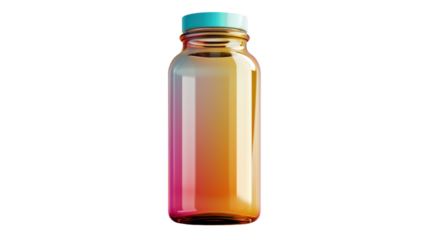 Vitamin supplement pile bottle on transparent background