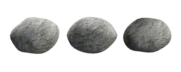 Collection of big boulder rock cutout png isolated on white or transparent background