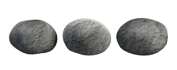 Collection of big boulder rock cutout png isolated on white or transparent background