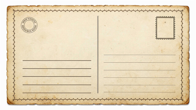 antique postcard with intricate border designs, a historic stamp, and a postmark, ready to be filled with personal messages and sent to loved ones."