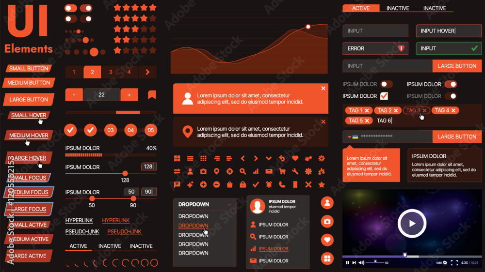 Sticker a modern ui kit featuring a collection of buttons, icons, navigation menus, and responsive design el