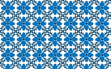 Blue Flower Ornament Floral Pattern background - Illustration Vector