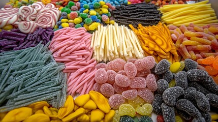 Fototapeta premium Assorted Colorful Gummy Candies Sweets Treats Delicious