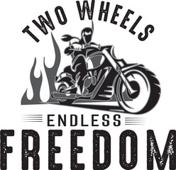 Two wheels endless freedom hiking t shirt design.