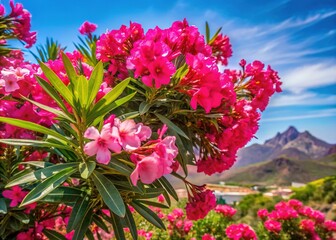Fototapeta premium Cabo Oleander's vibrant blooms, a floral fashion photoshoot.
