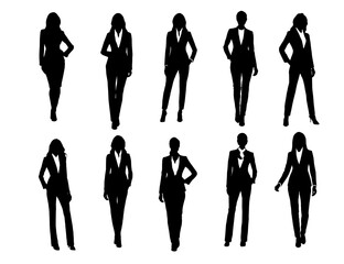 business people silhouettes. Corporate set, official women silhouette group. businesswoman silhoutte.