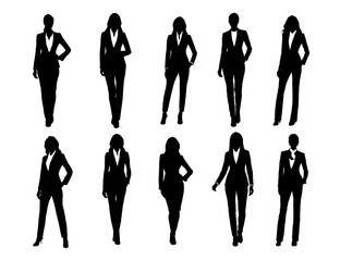 business people silhouettes. Corporate set, official women silhouette group. businesswoman silhoutte.