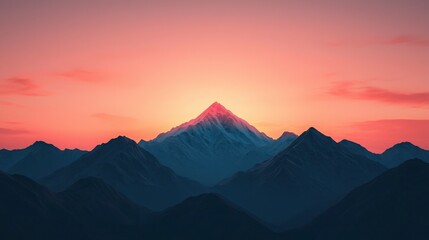 Fototapeta premium Majestic Sunrise Over Mountain Range in Serene Landscape