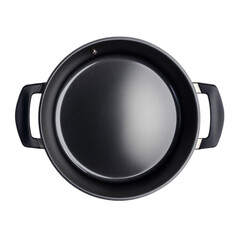 Stewpot with non-stick coating top view isolated on transparent background.