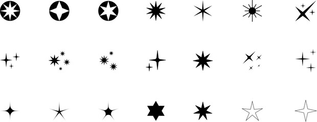 Forms of retro stars. Sunburst design elements. Red beams firework. Best for price tag, sale sticker, quality mark. Flat vector illustration