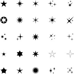Obraz premium Forms of retro stars. Sunburst design elements. Red beams firework. Best for price tag, sale sticker, quality mark. Flat vector illustration