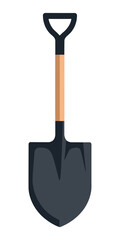 A shovel with a wooden handle.