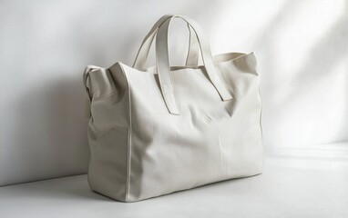 Trendy oversized tote in a subtle shade displayed on a bright white setting