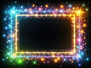 Obraz premium Festive white rectangle frame, sparkling AI photo.