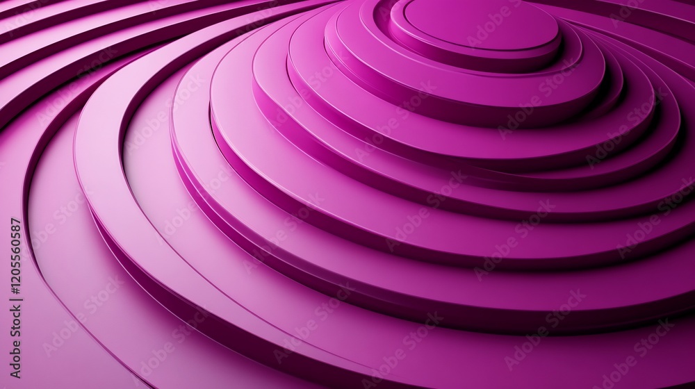 Poster abstract purple concentric circles, 3d rendering.