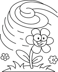 Simple Tornado Illustration Perfect for Coloring Activities, Children Fun Tornado Coloring Page for Imaginative Play, Tornado Coloring Page for Kids with Whirling Winds