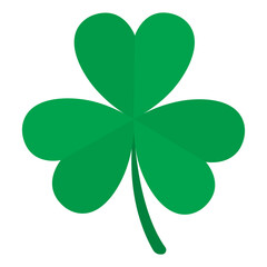 Shamrock, three clover leaf isolated on white background.St Patricks day icon symbol vector graphic illustration.