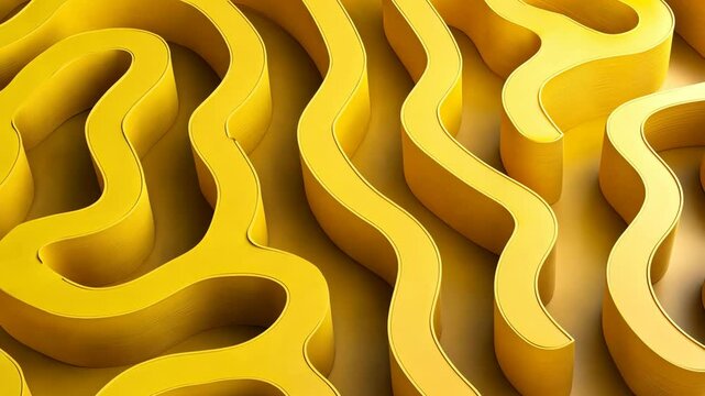 Wavy yellow pattern showcasing fluid design, intricate texture, and playful shapes in a creative workspace