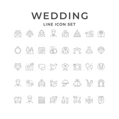 Set line icons of wedding