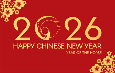 Happy Chinese New Year, year of the horse! Lunar new year card template. Chinese text means "horse".